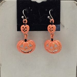 Sparkly Halloween Pumpkin Earrings